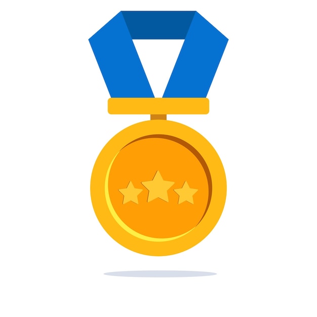 Vector medal with 3 star flat design