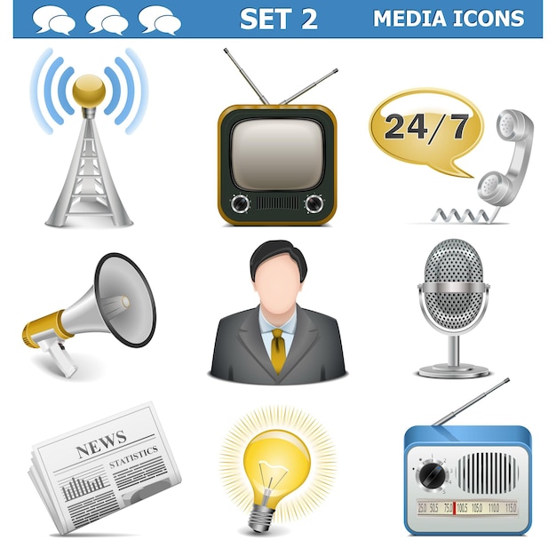 Vector media iconen set 2