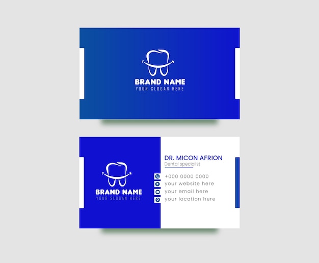 Vector medical business card for dentist and dental clinic