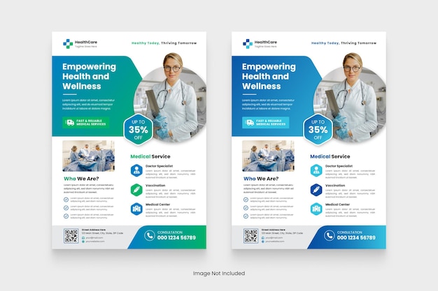 Vector medical care health poster and flyer template design