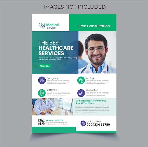 Vector medical health care flyer design template