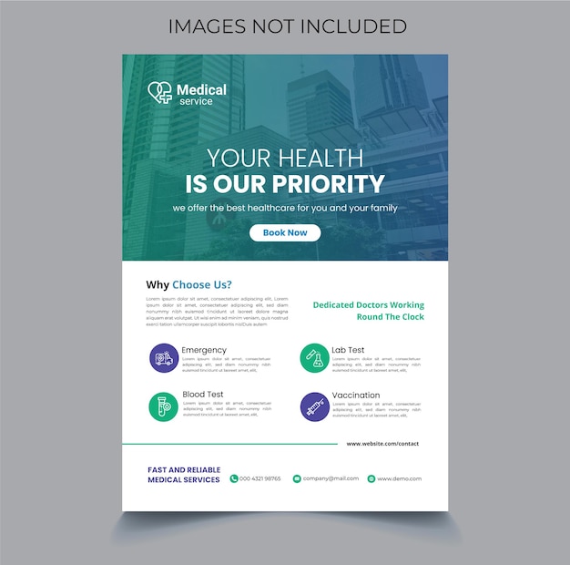 Vector medical health care flyer design template