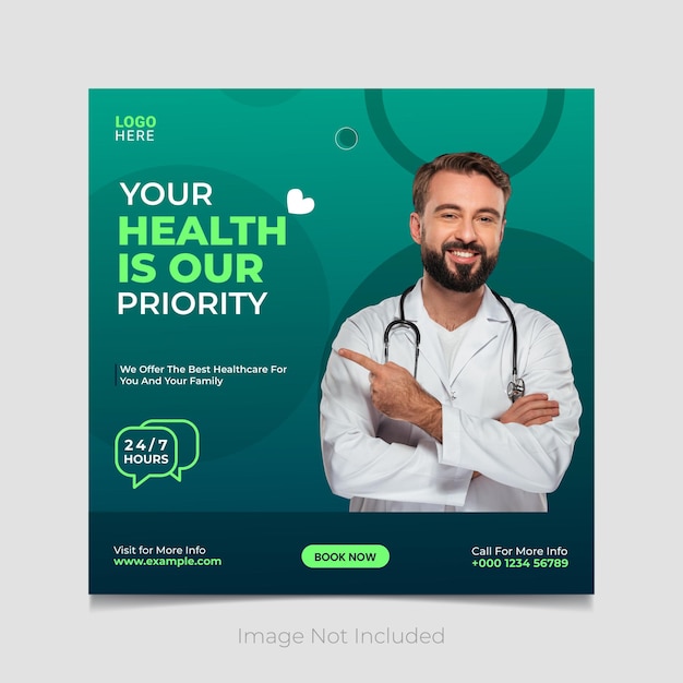 Vector medical health amp healthcare social media post design