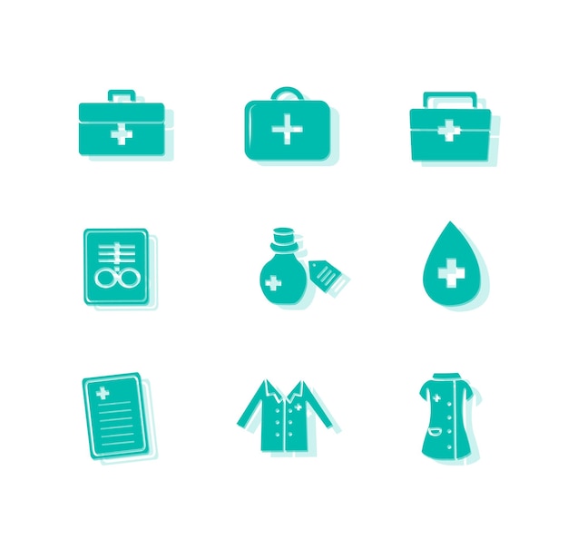 Vector medical and health icons hospitals doctor medical supplies needles and masks