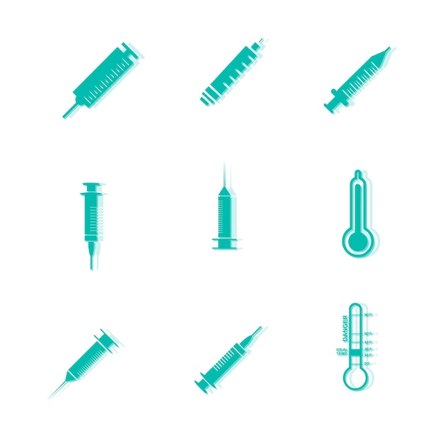 Vector medical and health icons hospitals doctor medical supplies needles and masks
