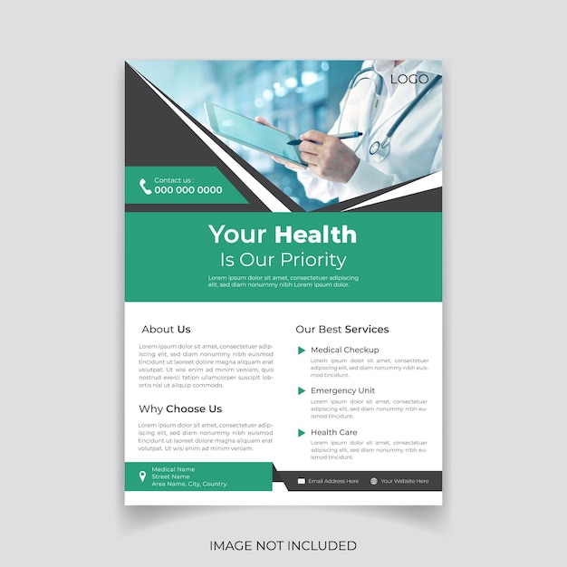 Vector vector medical healthcare flyer design and template