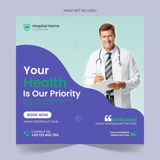 Vector vector medical healthcare social media post design template instagram web promotion banner template