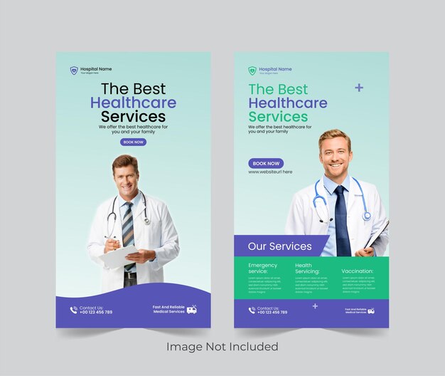 Vector medical healthcare social media post design template Medical instagram stories template