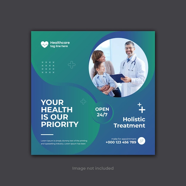 Vector medical healthcare social media post web banner template