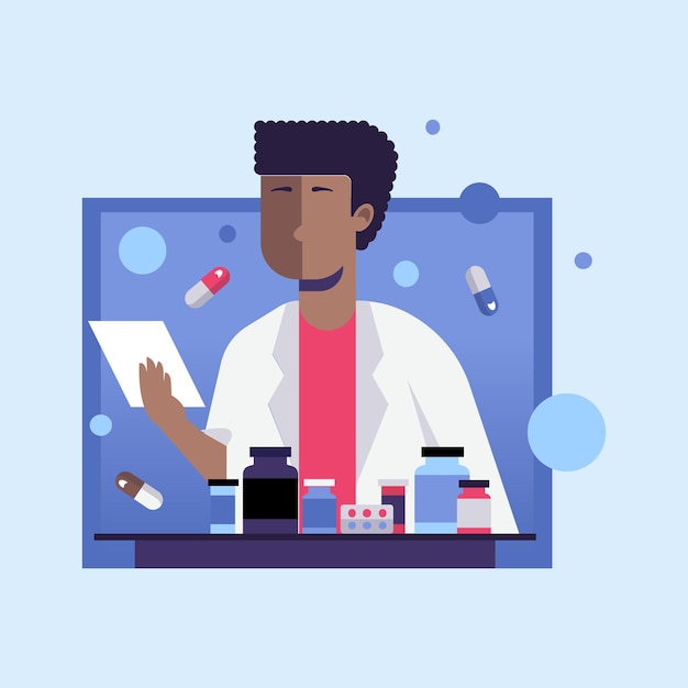vector medical support care man illustrations