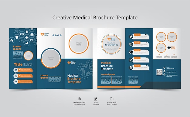 vector medical trifold brochure template