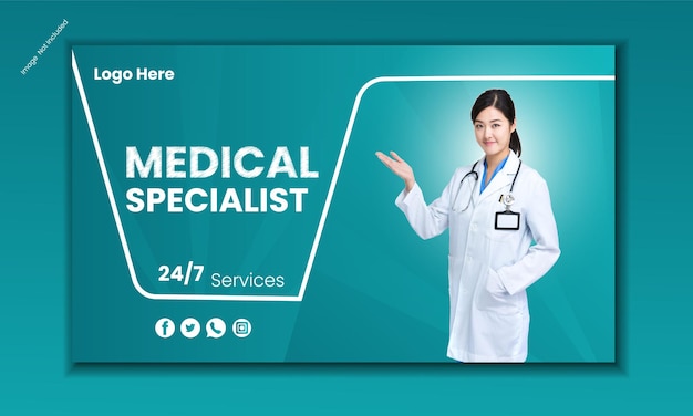 Vector medical youtube thumbnail design template