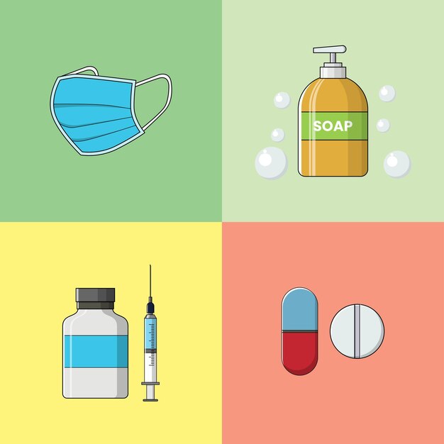 Vector of medicine and vaccine flat design