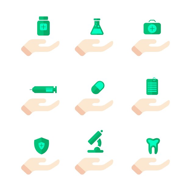 Vector medische farmaceutische iconen bij de hand collectie
