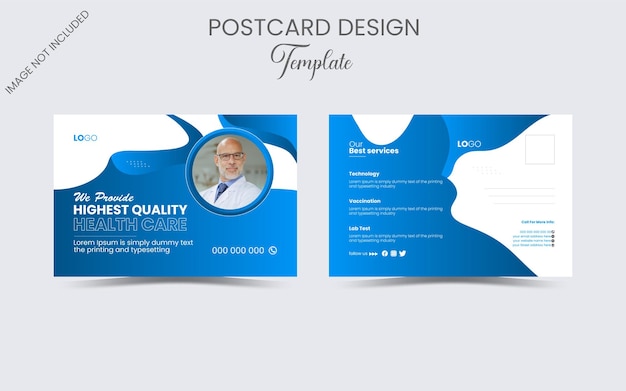Vector medische social media postsjabloon en ontwerpsjabloon voor briefkaarten