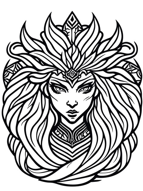 a vector medusa head black and white illustration