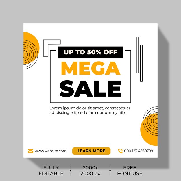 Vector mega sale social media post template