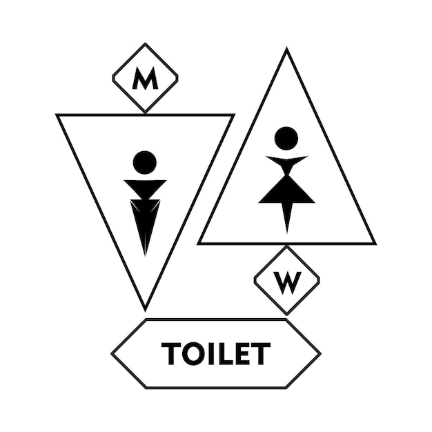ベクトルの男性と女性のトイレのサインセット人々の黒いシルエットベクトルトイレアイコン