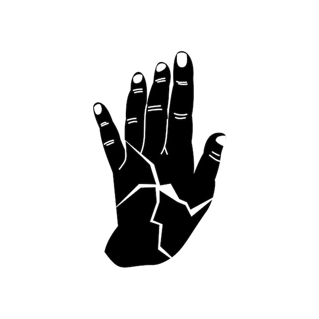 Vector menselijke hand marmeren patroon Handgetekende illustratie van kintsugi Zwart-wit clipart Een stijlvol element van uw ontwerp het object is geïsoleerd