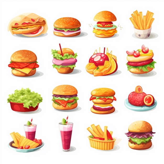 Vector menu illustratie voedsel vlees maaltijd restaurant populair set lunch icoon diner snack