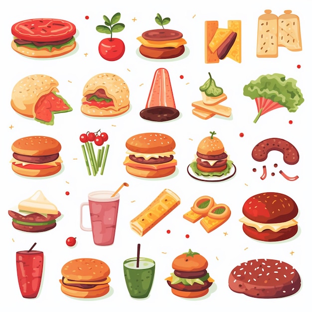 Vector menu illustratie voedsel vlees maaltijd restaurant populair set lunch icoon diner snack