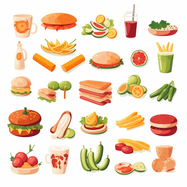 Vector menu illustratie voedsel vlees maaltijd restaurant populair set lunch icoon diner snack