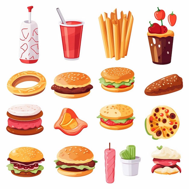 Vector menu illustratie voedsel vlees maaltijd restaurant populair set lunch icoon diner snack