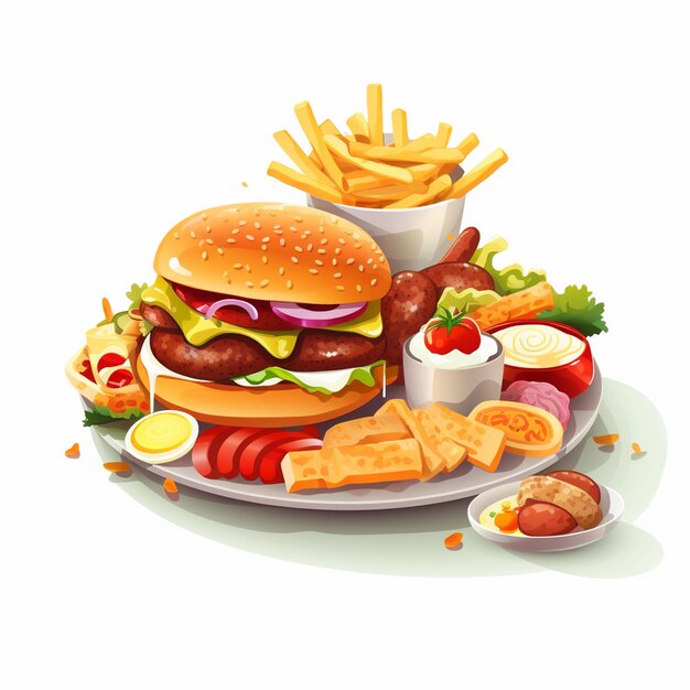 Vector menu illustratie voedsel vlees maaltijd restaurant populair set lunch icoon diner snack