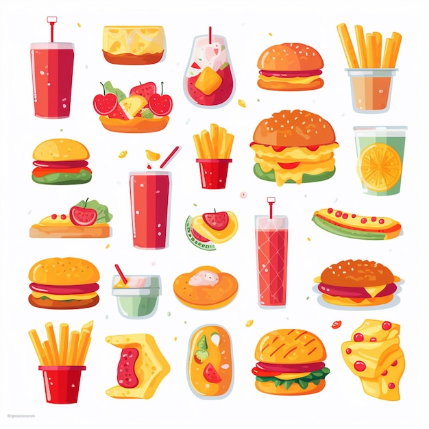 Vector menu illustratie voedsel vlees maaltijd restaurant populair set lunch icoon diner snack