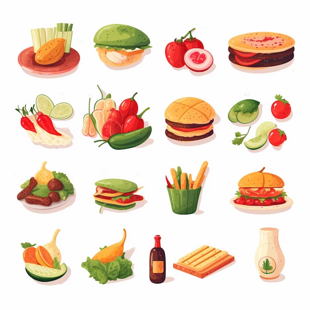 Vector menu illustratie voedsel vlees maaltijd restaurant populair set lunch icoon diner snack