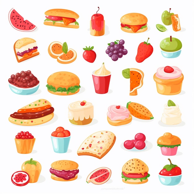 Vector menu illustratie voedsel vlees maaltijd restaurant populair set lunch icoon diner snack