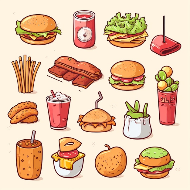 Vector menu illustratie voedsel vlees maaltijd restaurant populair set lunch icoon diner snack