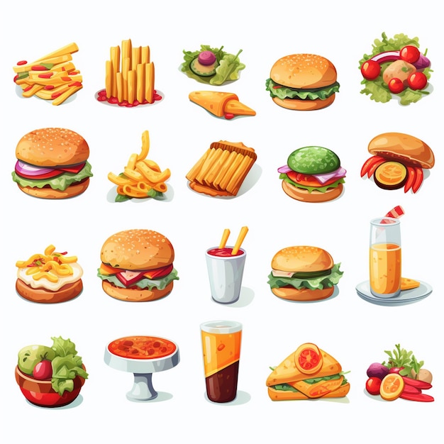 Vector menu illustratie voedsel vlees maaltijd restaurant populair set lunch icoon diner snack