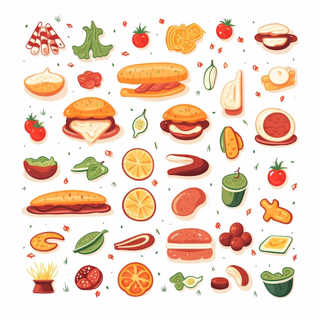 Vector menu illustratie voedsel vlees maaltijd restaurant populair set lunch icoon diner snack