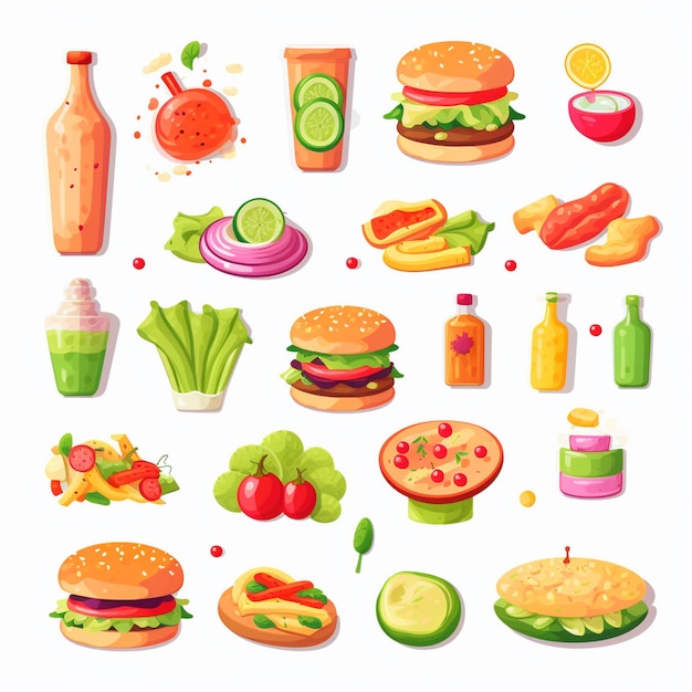 Vector vector menu illustratie voedsel vlees maaltijd restaurant populair set lunch icoon diner snack