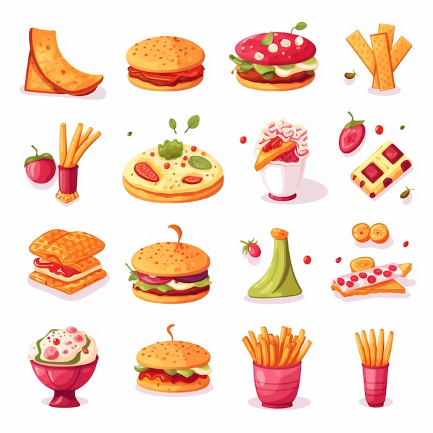 Vector menu illustratie voedsel vlees maaltijd restaurant populair set lunch icoon diner snack