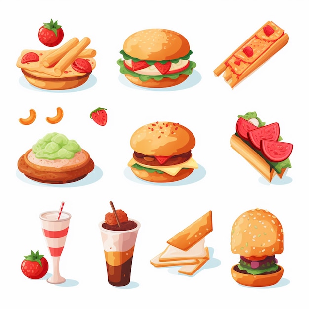 Vector menu illustratie voedsel vlees maaltijd restaurant populair set lunch icoon diner snack