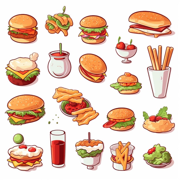 Vector menu illustratie voedsel vlees maaltijd restaurant populair set lunch icoon diner snack