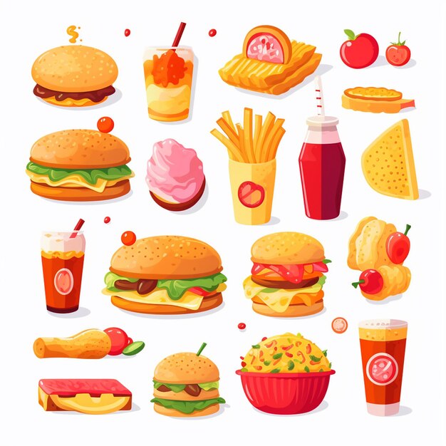 Vector vector menu illustratie voedsel vlees maaltijd restaurant populair set lunch icoon diner snack