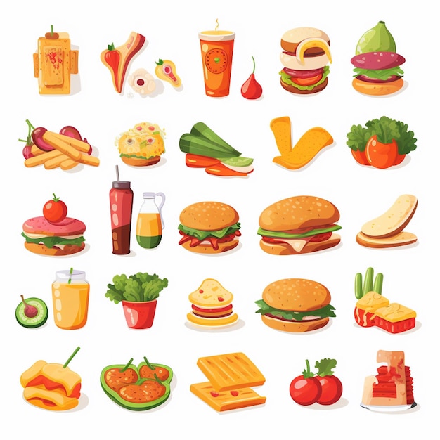 Vector menu illustratie voedsel vlees maaltijd restaurant populair set lunch icoon diner snack