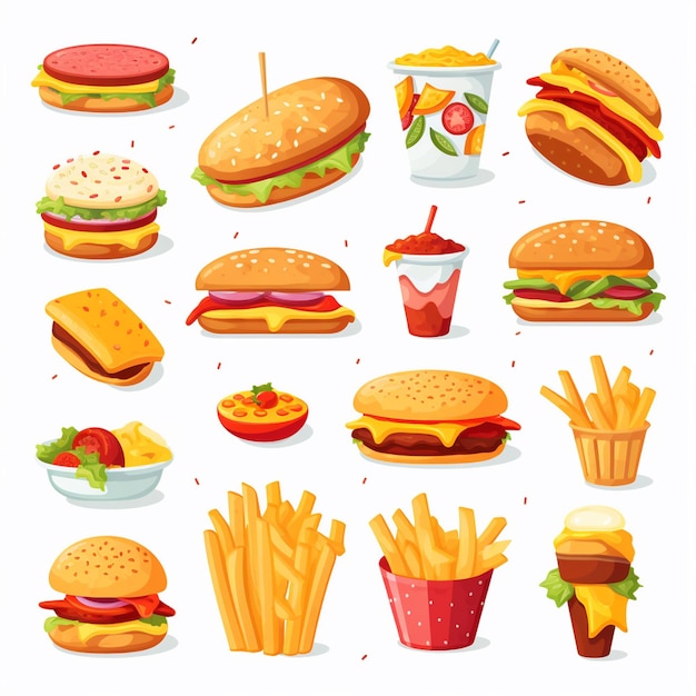 Vector menu illustratie voedsel vlees maaltijd restaurant populair set lunch icoon diner snack