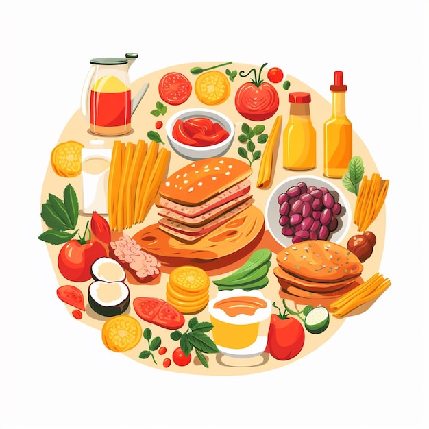 Vector menu illustratie voedsel vlees maaltijd restaurant populair set lunch icoon diner snack