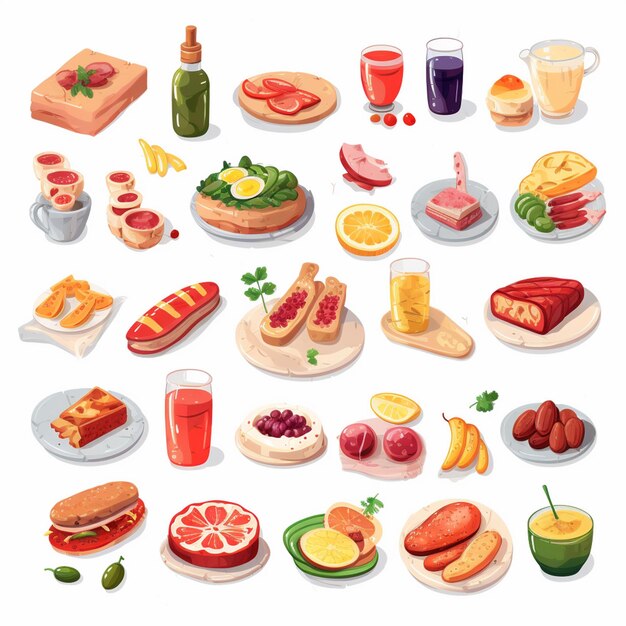 Vector vector menu illustratie voedsel vlees maaltijd restaurant populair set lunch icoon diner snack