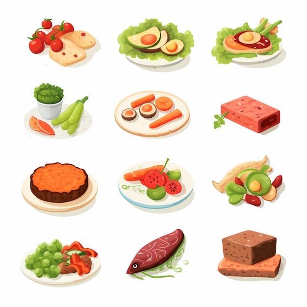 Vector menu illustratie voedsel vlees maaltijd restaurant populair set lunch icoon diner snack