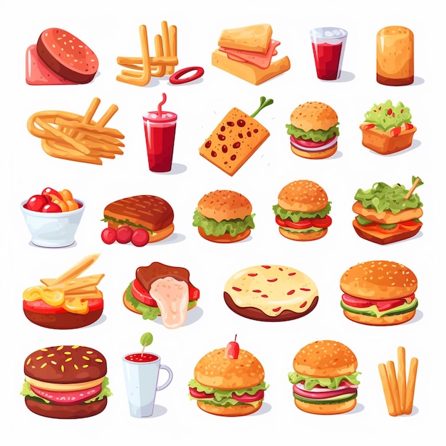 Vector vector menu illustratie voedsel vlees maaltijd restaurant populair set lunch icoon diner snack