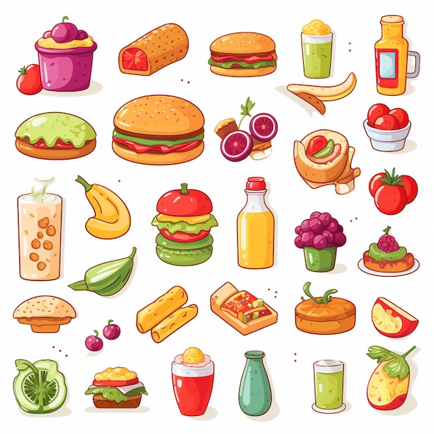 Vector vector menu illustratie voedsel vlees maaltijd restaurant populair set lunch icoon diner snack