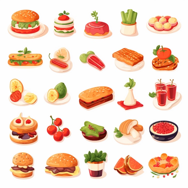 Vector menu illustratie voedsel vlees maaltijd restaurant populair set lunch icoon diner snack