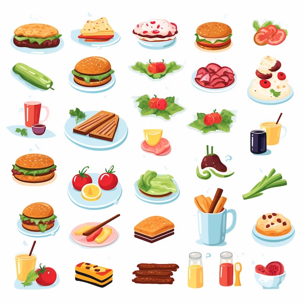 Vector vector menu illustratie voedsel vlees maaltijd restaurant populair set lunch icoon diner snack