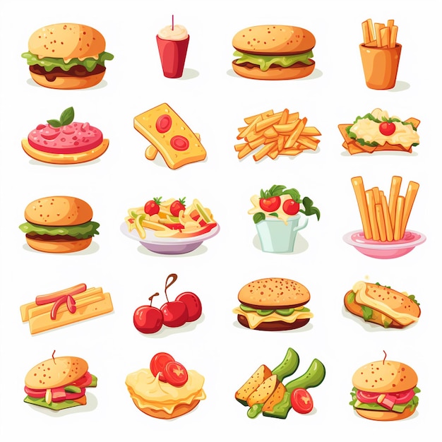 vector menu illustration food meat meal restaurant popular set lunch icon dinner snack