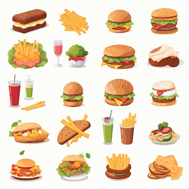 vector menu illustration food meat meal restaurant popular set lunch icon dinner snack